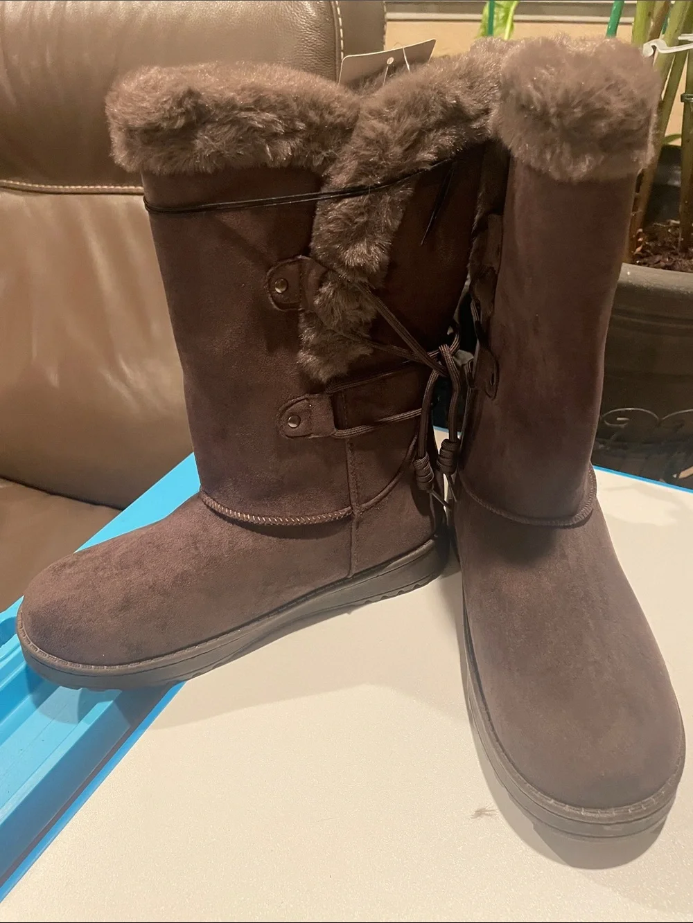 Arizona Jean Company Women's Dark Brown Faux Suede Winter Boots